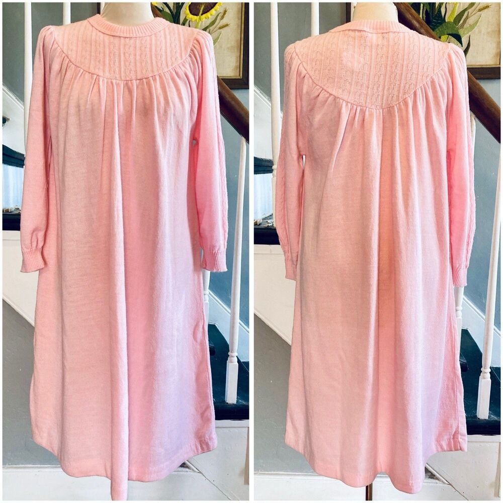 1980s Pale Pink Smock Sweater Dress Super Cute Comfy Preppy Cozy Cottagecore